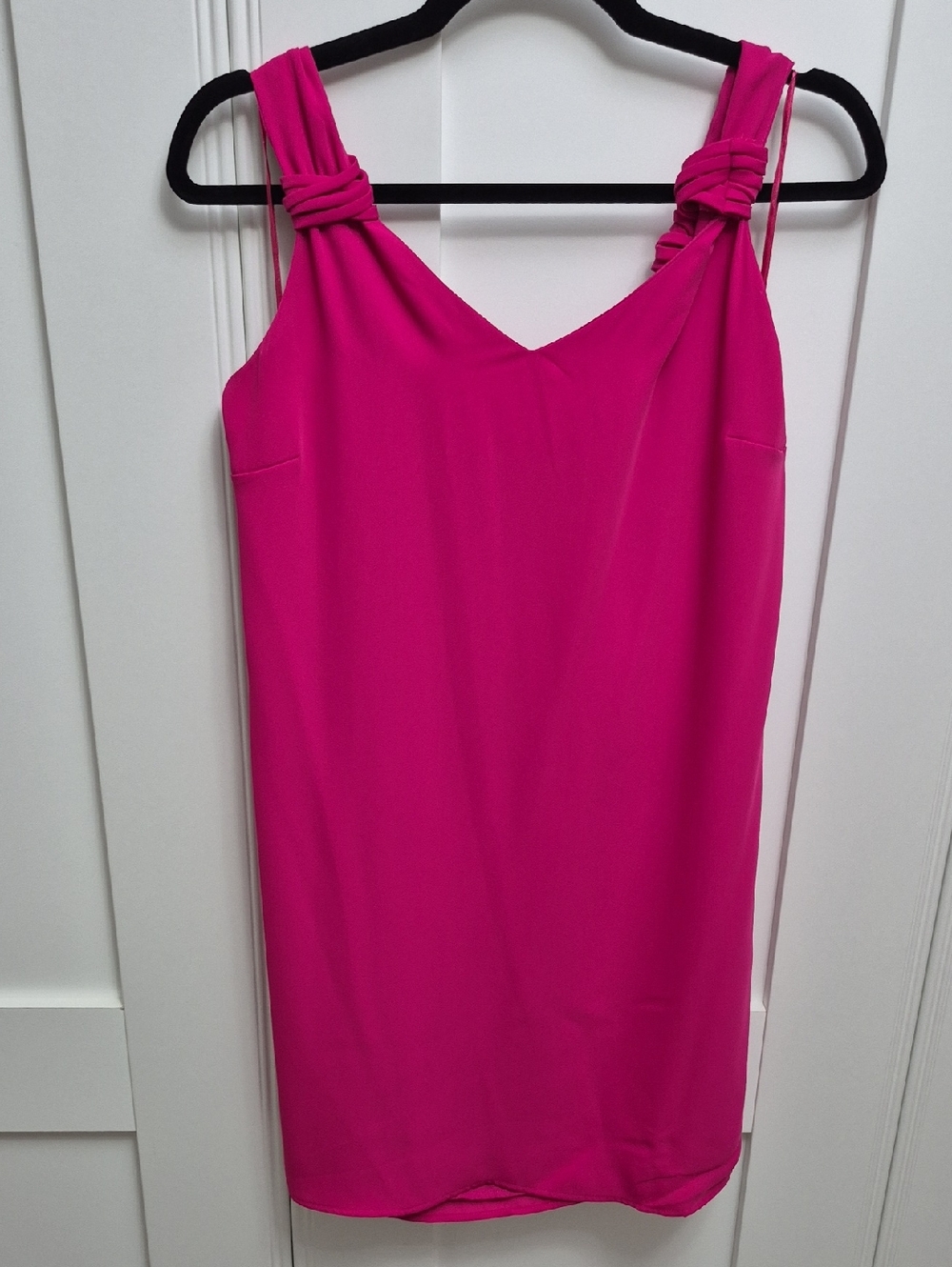 Adrienne Vittadini Fuchsia Knot-Shoulder Mini Dress